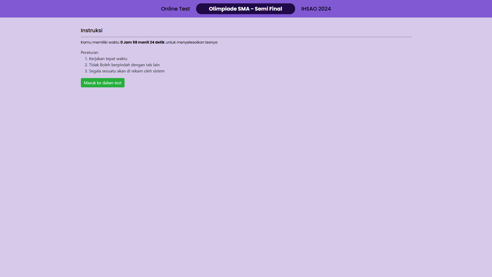 Ruang tes peserta - onboarding